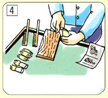 4.用小刀將倒毛和磨損的毛拔出。