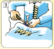 9.用麻繩束緊根部，用烙鐵燒烤固定，完成筆頭。