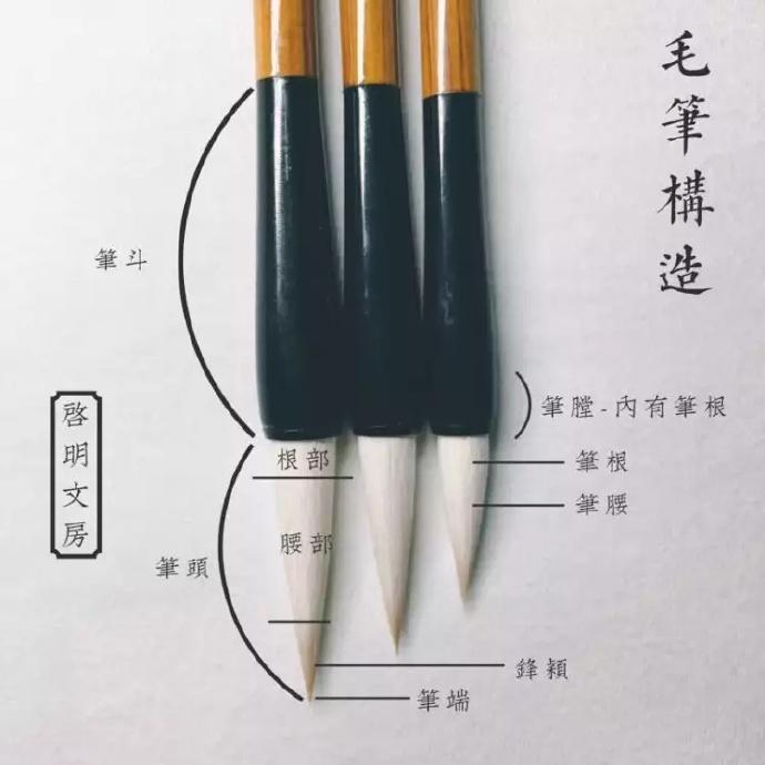 啟明定製老款清泉毛筆為大家詳解毛筆構造