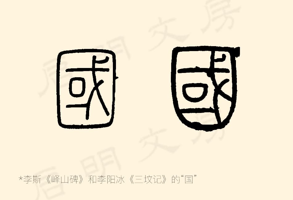 李斯和李陽冰寫的「國」字